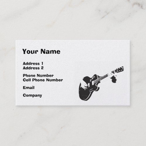 Music Business Card - Black Guitar