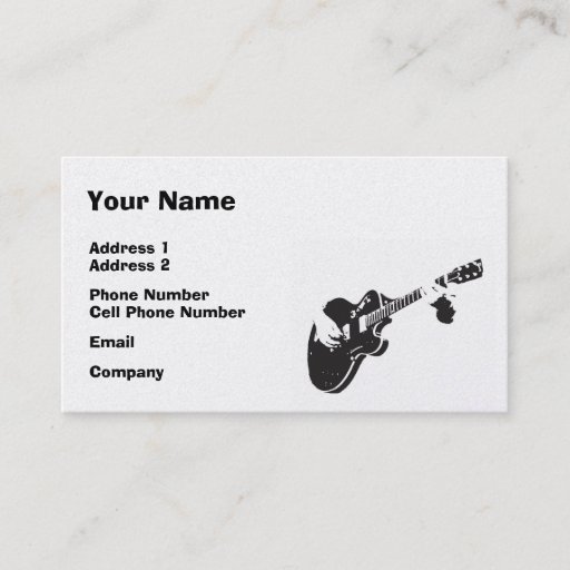 Customizable Music Business Card - Black Guitar