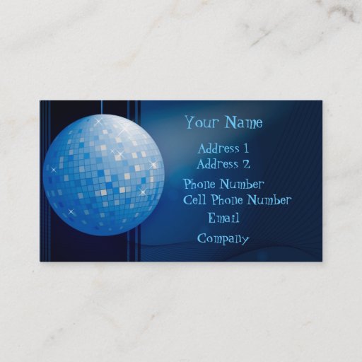 Customizable Music Business Card - Blue Disco Ball