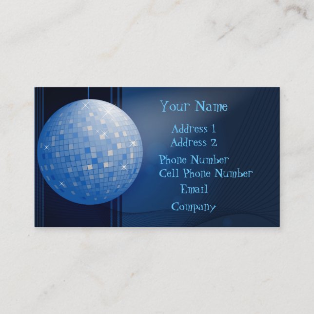 Music Business Card - Blue Disco Ball (Front)