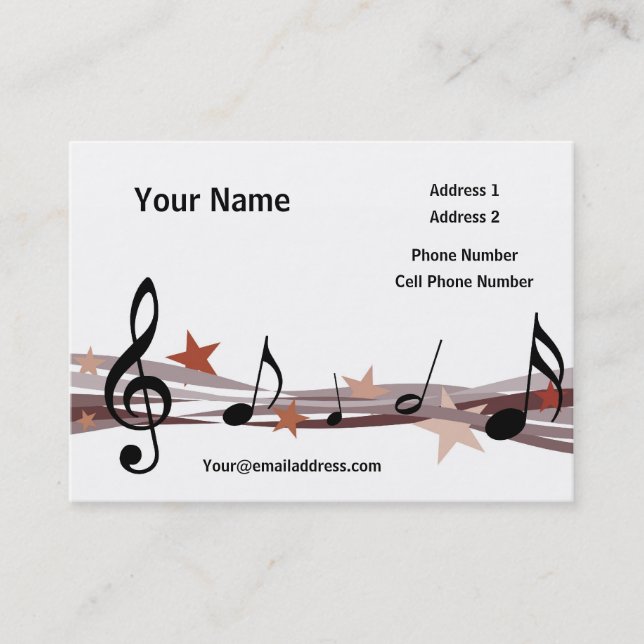 Music Business Card - Brown Music Notes (Front)