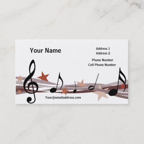 Music Business Card _ Brown Music Notes