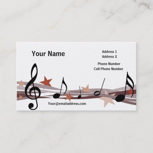 Customizable Music Business Card - Brown Music Notes