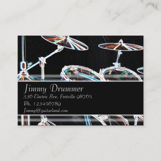 Music Business Card - Glowing Drum Kit (Front)