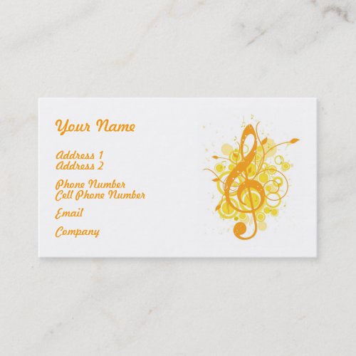 Music Business Card - Orange Musical Notes