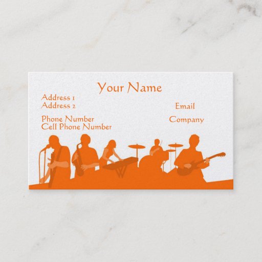 Customizable Music Business Card - Orange Rock Band