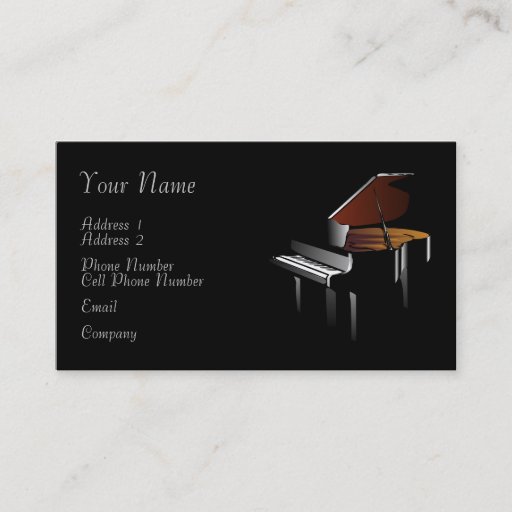 Customizable Music Business Card - Piano