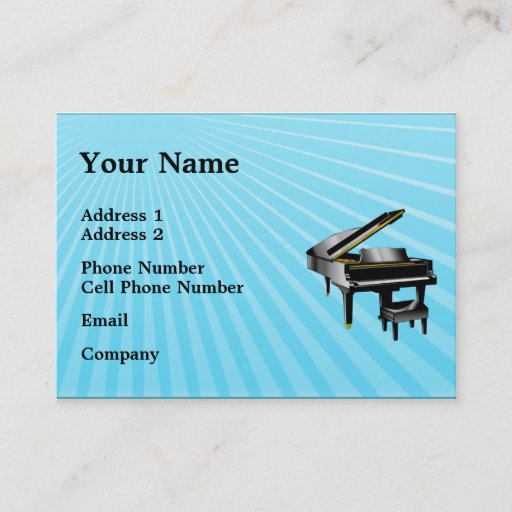 Customizable Music Business Card - Piano - Blue