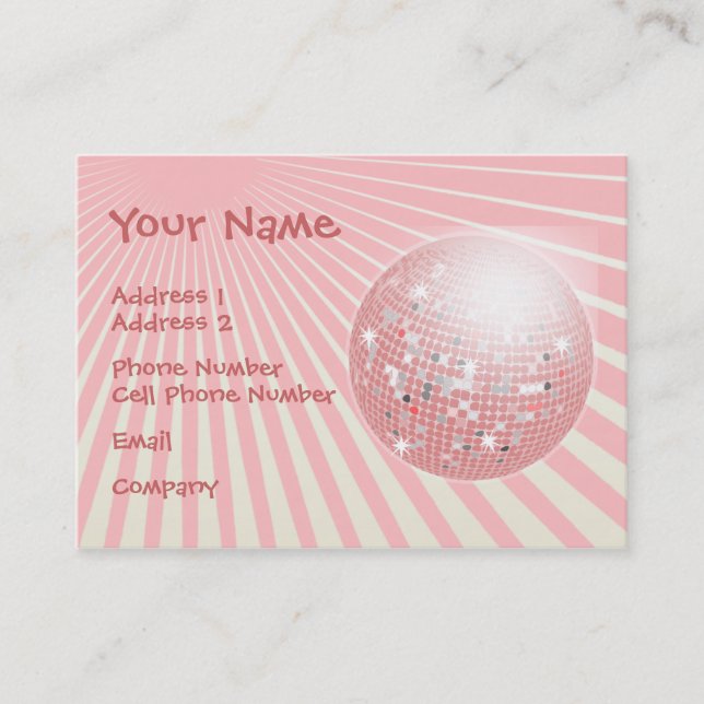 Music Business Card - Pink Disco Ball (Front)