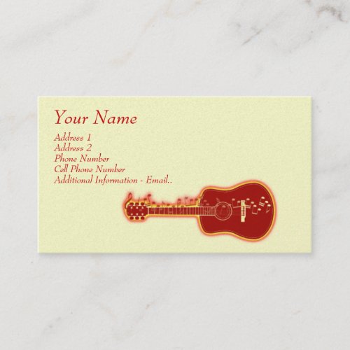 Music Business Card - Red Guitar