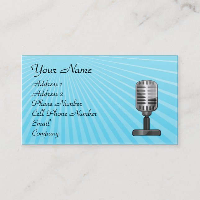 Music Business Card - Retro Microphone (Front)