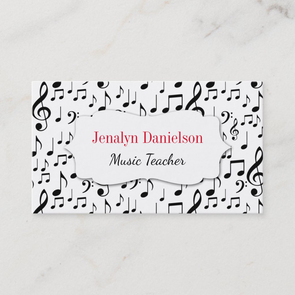 Music Business Cards Black White Notes Nifty Printables