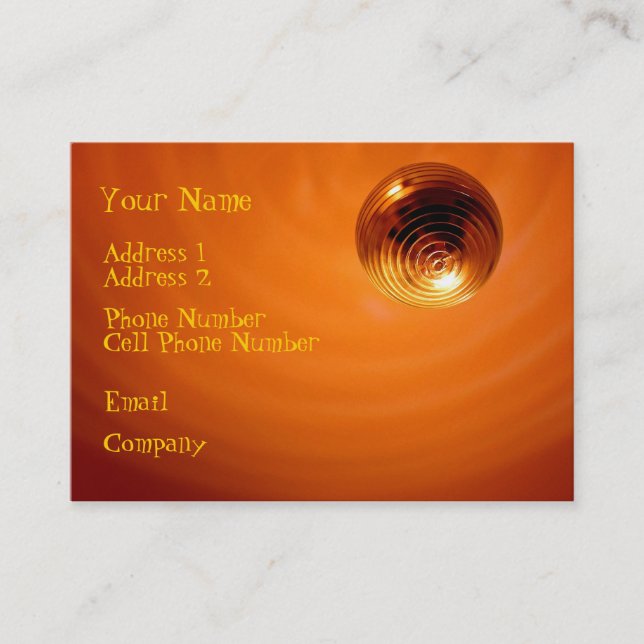 Music Business Cards - Orange Disco Ball (Front)