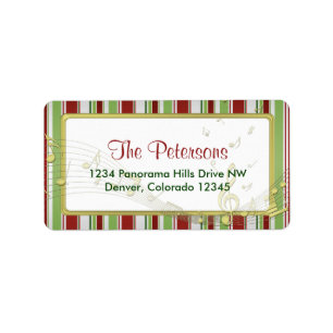 Music Candy Stripes Christmas Return Address Label