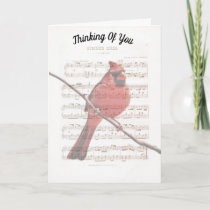 Music Cardinal Thinking of You Note Card