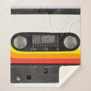 Music cassette sherpa blanket