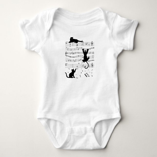 Music Cat Cats Cute Funny Musician Gift Baby Bodysuit (Front)
