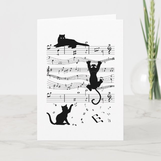 Music Cat Cats Cute Funny Musician Gift Card (Front)