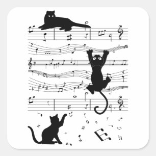 Music Cat Cats Cute Funny Musician Gift Square Sticker