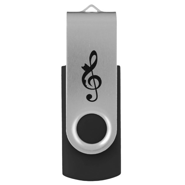 Music Cat Clef Flash Drive (Back (Vertical))