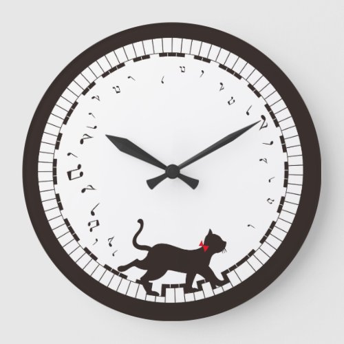 Music Cat Large Clock