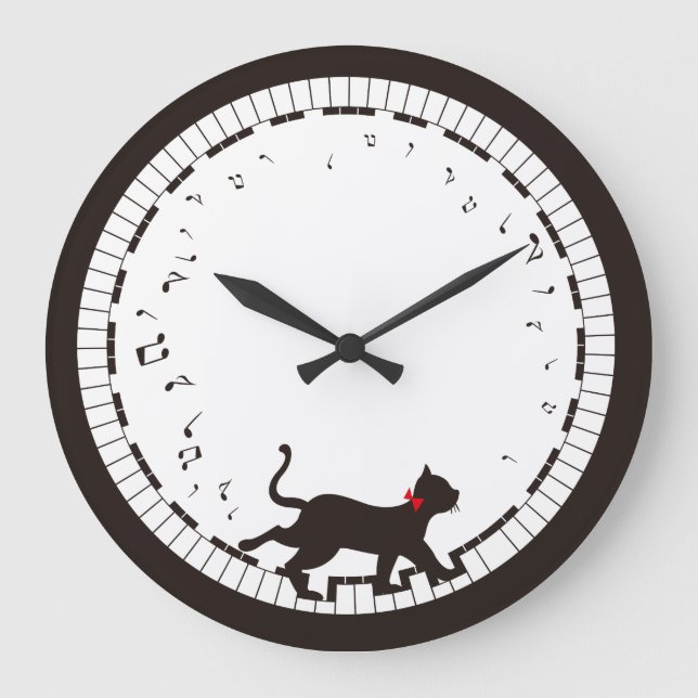 Music Cat Large Clock (Front)