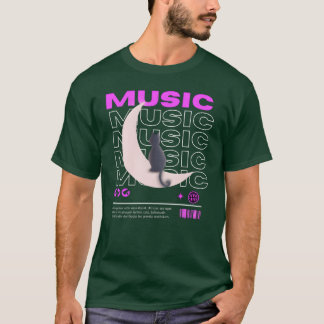 Music cat on the moon vintage T-Shirt
