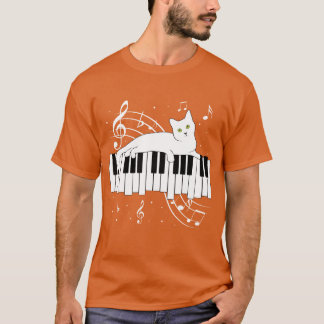Music Cat Playing On Piano Musical Musician family T-Shirt