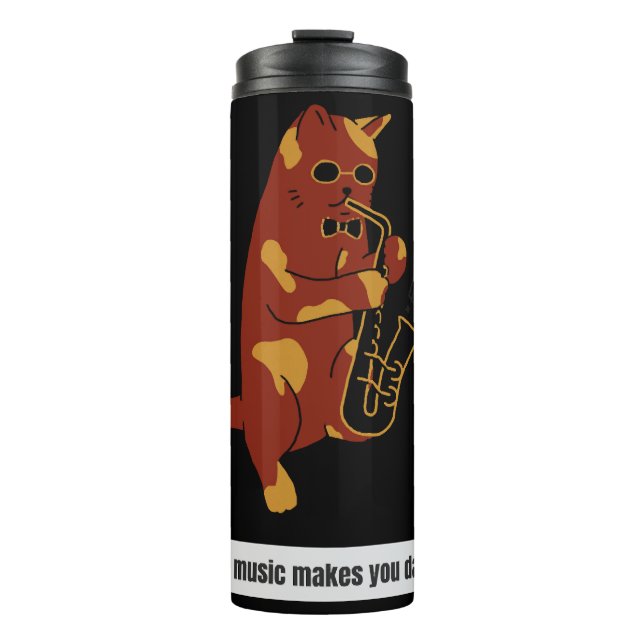 Music cat saxophone thermal tumbler (Front)