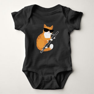 Music Cat Sunglasses Bassoonist Musician Bassoon Baby Bodysuit