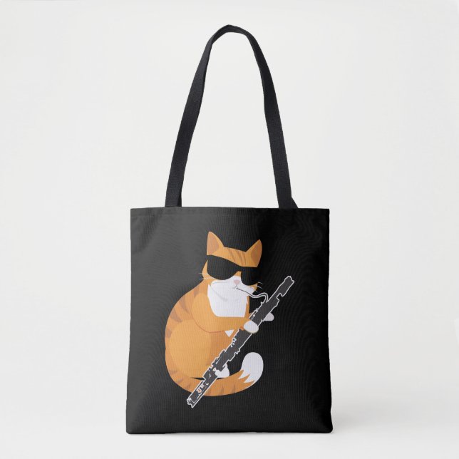 Music Cat Sunglasses Bassoonist Musician Bassoon Tote Bag (Front)