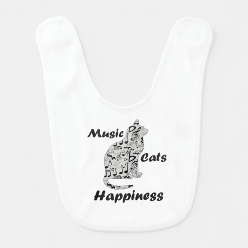 Music Cats Happiness _ Cat Lover Musician Baby Bib