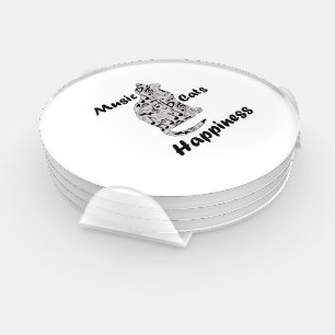 Music Cats Happiness - Cat Lover Musician Coaster Set
