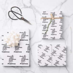 Music Cats Happiness - Cat Lover Musician Wrapping Paper Sheets