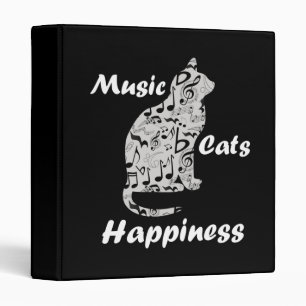 Music Cats Happiness - Musician Lover Quote 3 Ring Binder