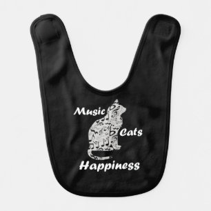 Music Cats Happiness - Musician Lover Quote Baby Bib