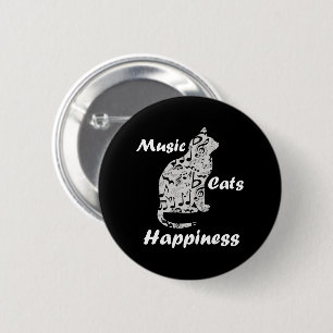 Music Cats Happiness - Musician Lover Quote Button