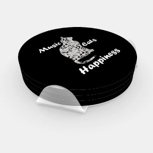Music Cats Happiness - Musician Lover Quote Coaster Set