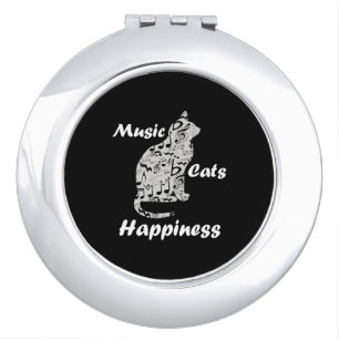 Music Cats Happiness - Musician Lover Quote Compact Mirror