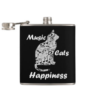 Music Cats Happiness - Musician Lover Quote Flask