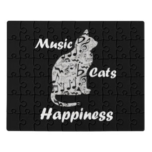 Music Cats Happiness - Musician Lover Quote Jigsaw Puzzle