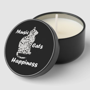 Music Cats Happiness - Musician Lover Quote Mini Candle Favors