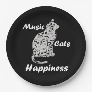 Music Cats Happiness - Musician Lover Quote Paper Plates