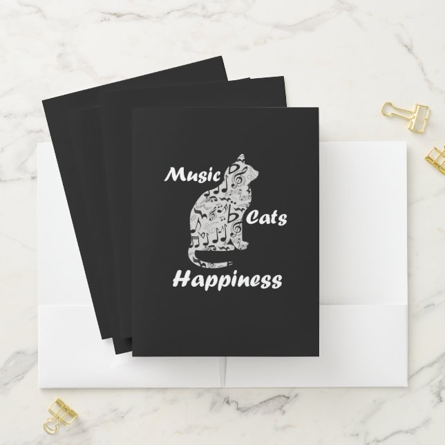 Music Cats Happiness - Musician Lover Quote Pocket Folder (In Situ)