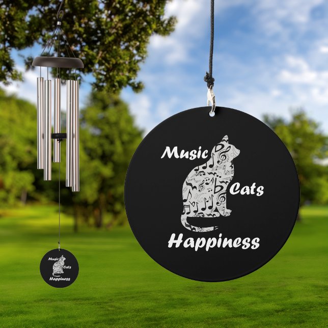 Music Cats Happiness - Musician Lover Quote Wind Chime (Outdoor)