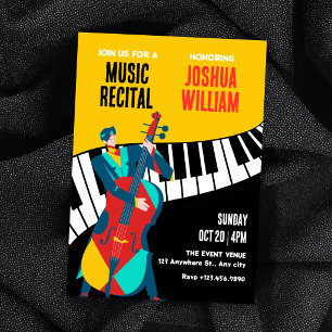 Music cello art recital invitation