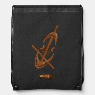 Music Cello Fan Leather Look Drawstring Bag
