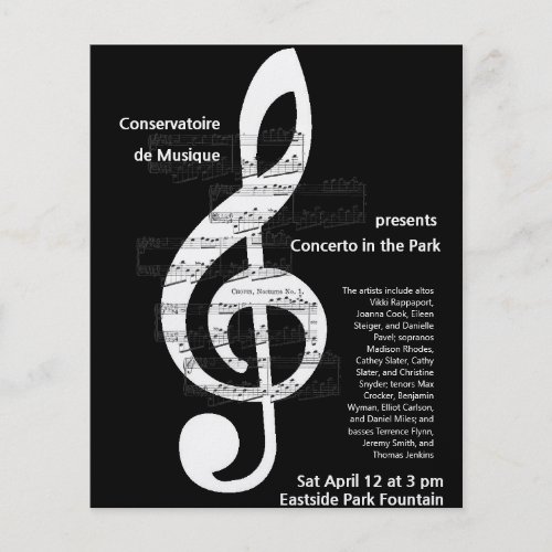 Music Choir Concert Treble Clef Promotional Poster Flyer