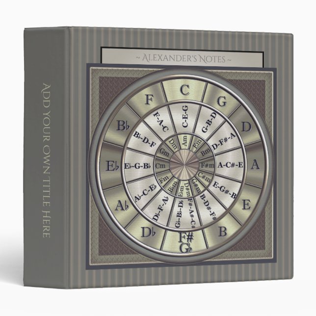 Music Circle of Fifths Smart Pinstripes Binder (Front/Spine)