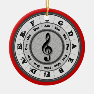 Music Circle of Fifths With Red Border Ceramic Ornament